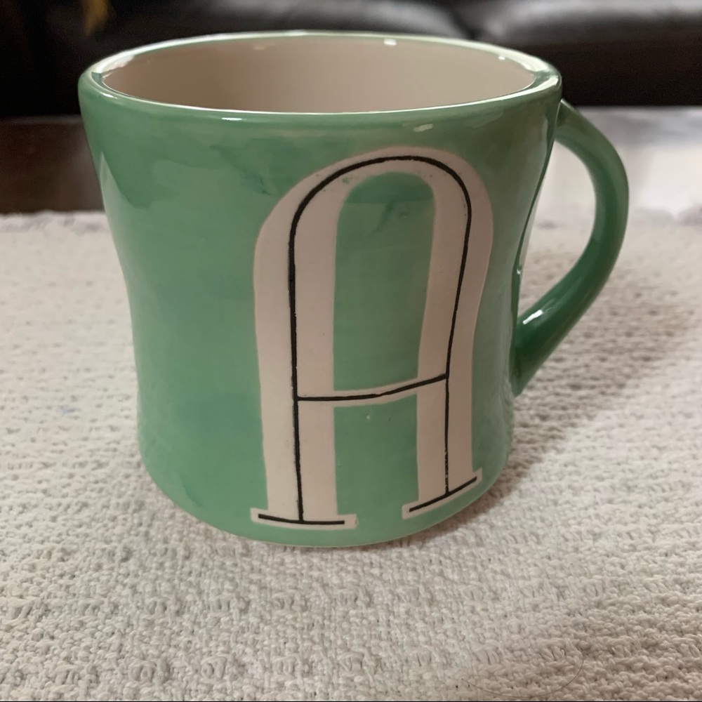 Anthropologie Hand Painted A Monogram Coffee Mug